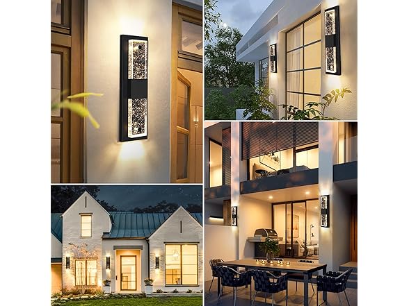 BesLowe 16" Outdoor Lights w/ Crystal Bubble Glass, 2 Pk