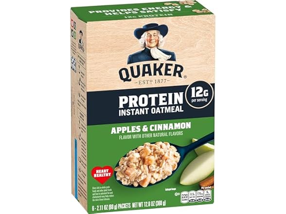 6PK Quaker Protein Instant Oatmeal, Apple Cinnamon