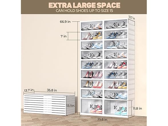 Dollate 9 Tiers 36 Pairs Foldable Shoe Rack
