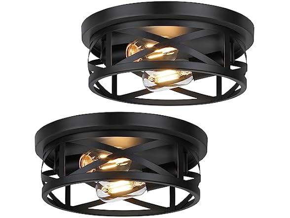Bosceos 2-Light Flush Mount Ceiling Light Fixtures, 2-Pack Farmhouse