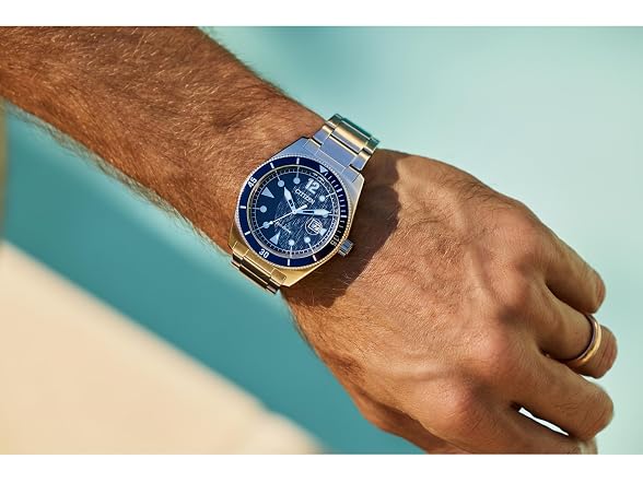 Citizen Men Force Silver-Tone Bracelet and Blue Di