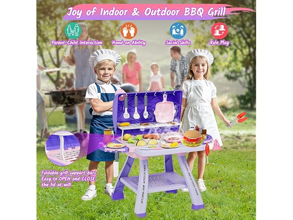 Kids BBQ Grill Playset with Smoke, Sound & Light