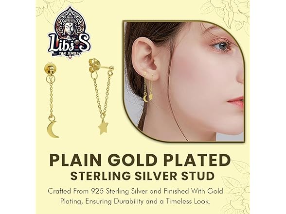 Gold Plated Celestial Stud Earrings