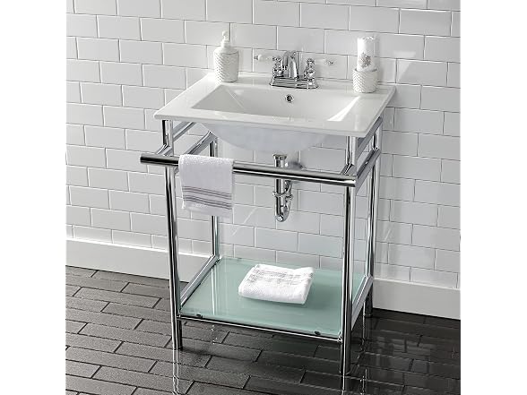 Kingston Brass 24" Ceramic Console Sink, White/Polished Chrm