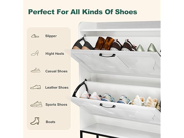 infurnic Shoe Storage Cabinet with 2 Flip Drawers