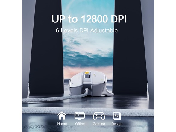 Uineer 2 Pack Lightweight Gaming Wired Mouse White