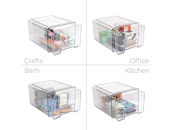 Smart Design Tall Pull-Out Stackable Storage Bin