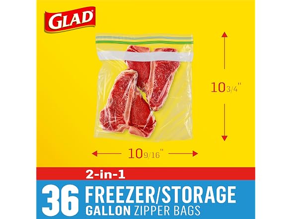 Glad Freezer Bags 1 Gallon 36ct