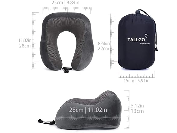 TALLGO Memory Foam Travel Pillow