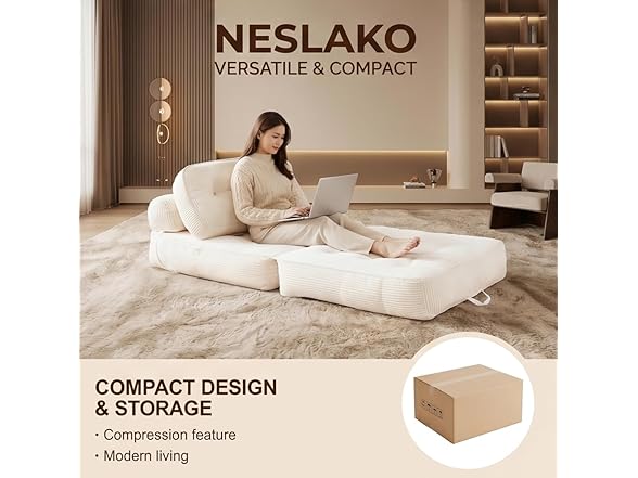 NESLAKO White Folding Sofa Bed