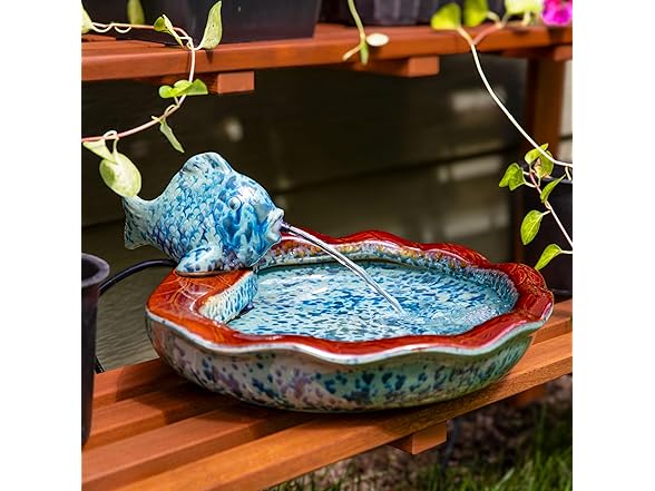 Sunnydaze Decor SSS-306 Glazed Ceramic Fish Water Foun