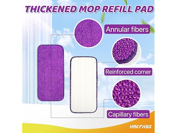 Hakfhsd 8 Pack Reusable Microfiber Mop Refill