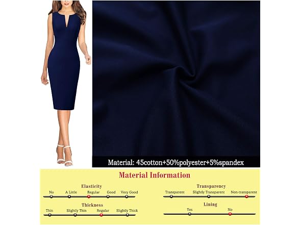 Vfshow Women (S) Front Zipper Work Business Dress