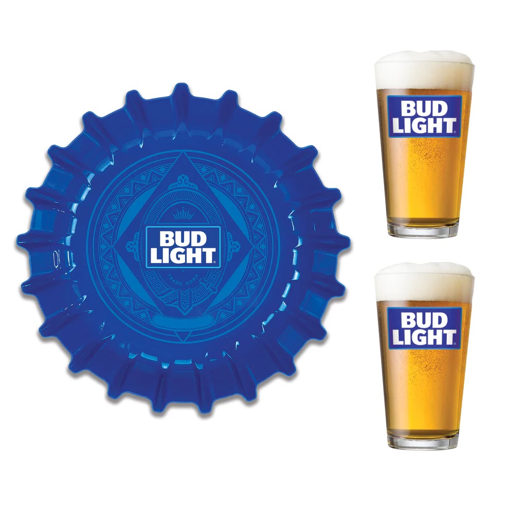 Bud Light Set w/ Bottle Cap Tray and Pint Glasses - Gallery 5