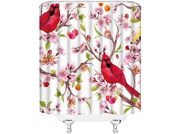 Flower Bird Shower Curt Cherry Blossom Pink