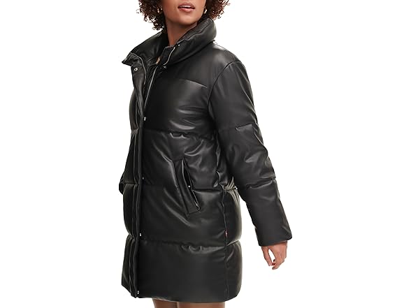 Levis Womens Faux Leather Puffer Coat