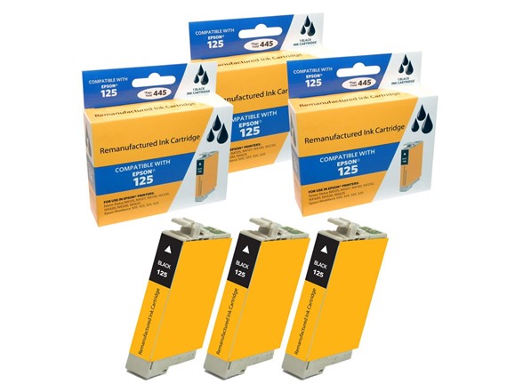 Compatible Epson 125 Black Ink Cartridge (3 Pack)