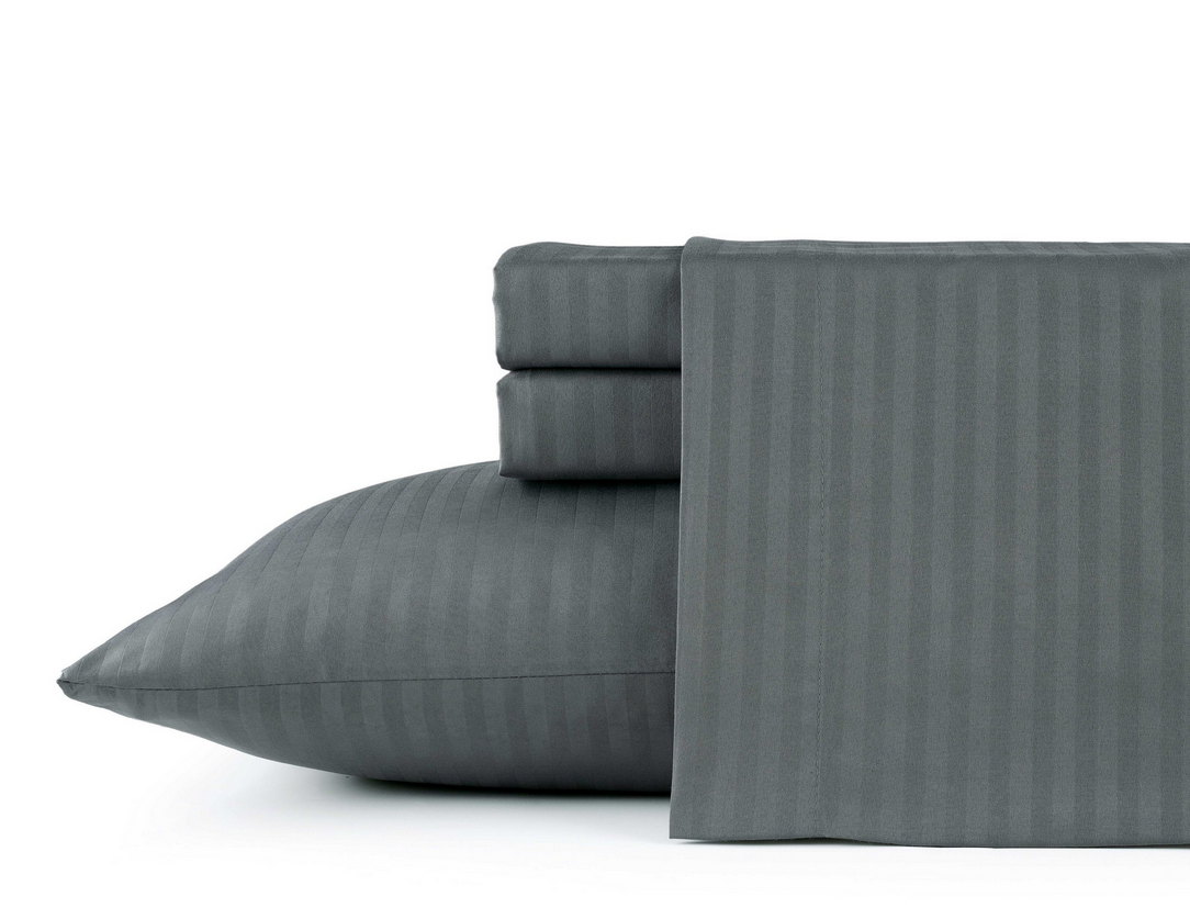 Bibb Home 1500 Series Damask Stripe 4 Piece Sheet Set - Gallery 18