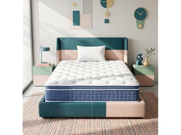 inight 12 Inch Twin Luxury Hybrid Mattress, Medium Firm, Plush Euro Top