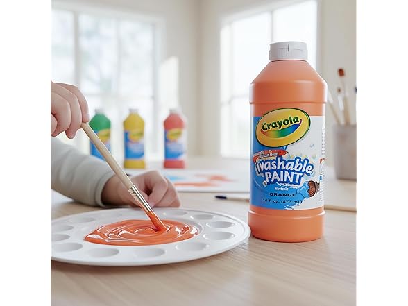 Crayola Washable Orange Paint, 16 oz Bottle