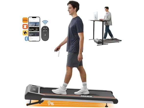 HitGo 2-in-1 Under Desk Treadmill with 9% Auto Incline