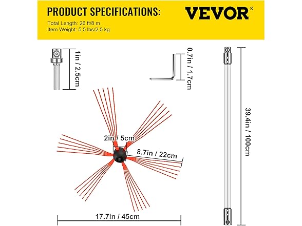 VEVOR Chimney Sweep Kit 26FT