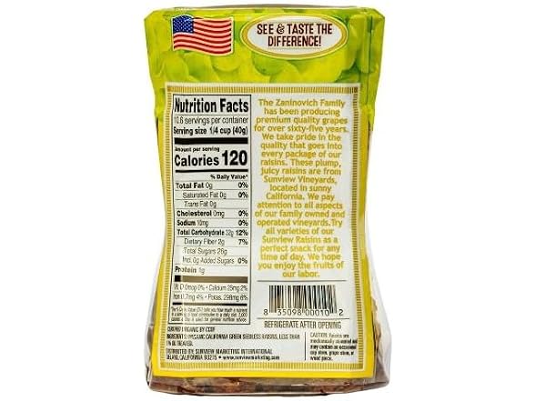 Sunview | Organic Green Raisins 15 Oz
