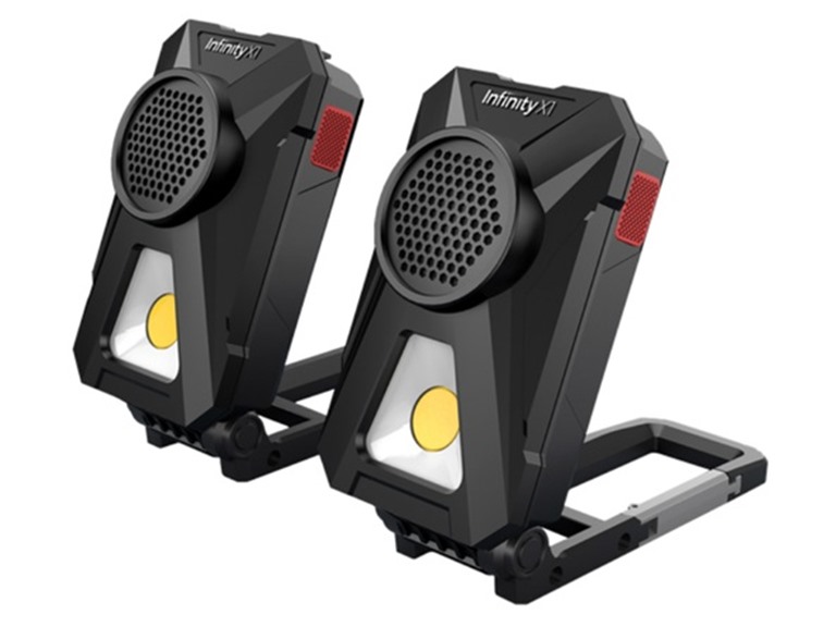 (2 PACK) Infinity X1 Wireless Bluetooth Speakers with 700 Lumen Worklights