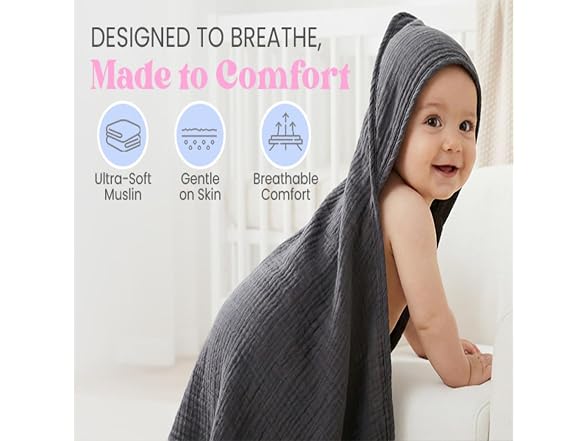 Mre & Moi Mre & Moi 2X Muslin Hooded Baby Bath