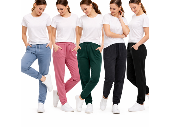 3Pk Womens Fleece-Lined Jogger Pants