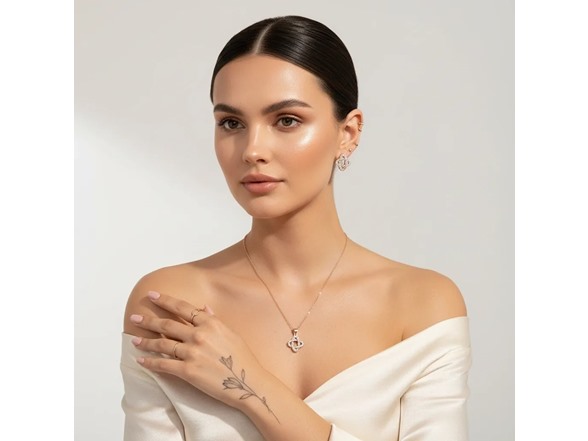 Clover CZ Necklace & Earring Set