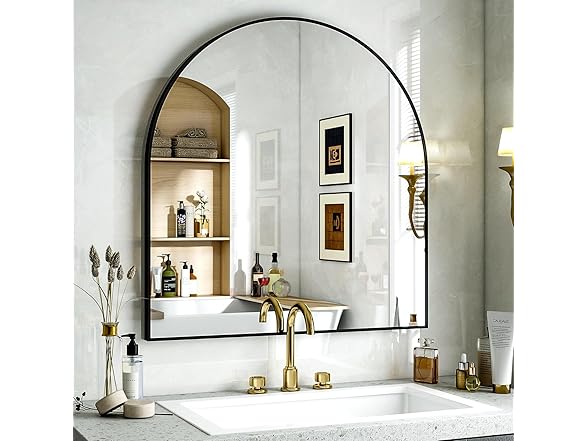 Easly Arched Bathroom Mirror, 32x34 Inch