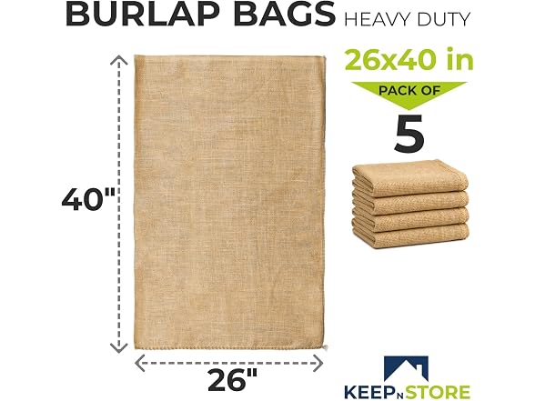 Burlap Storage Bags 26" x 40", Pack of 5