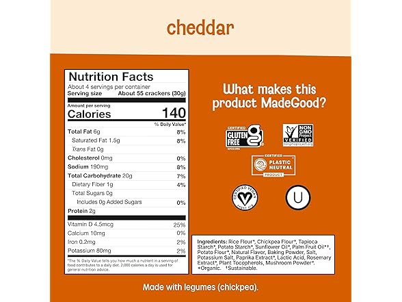 1PK MadeGood Cheddar Star Puffed Crackers