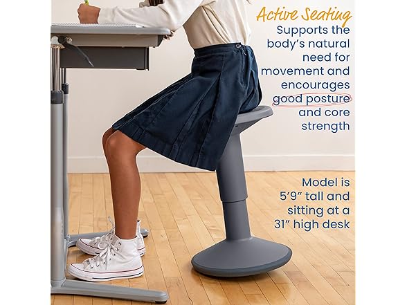 ECR4Kids SitWell Wobble Stool, Grey