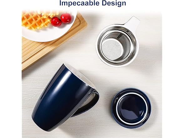 Vossfamul Tea Cup with Removable Infuser and Lid, 16 Oz 