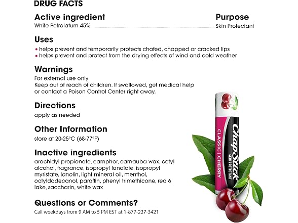 ChapStick Classic Lip Balm Cherry 3pk