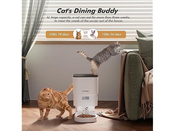 Nityers 4L Timed Automatic Cat Feeder
