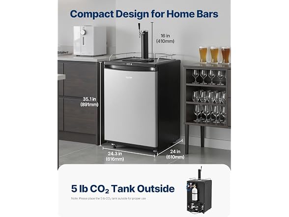 VEVOR Beer Kegerator, Single Tap Draft