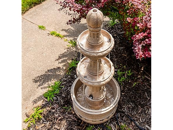Sunnydaze Cyprus 39" H 3-Tier Outdoor Water Fountain