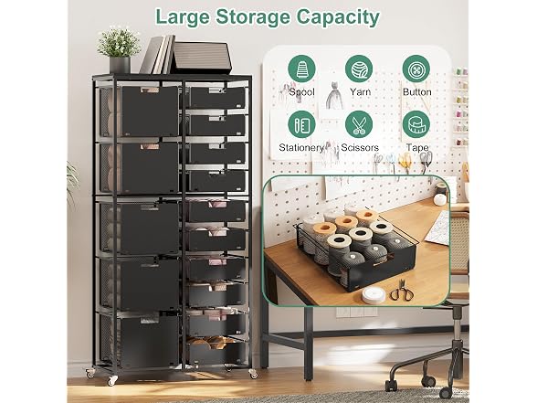 EasyPAG 15-Drawer Rolling Storage Cart