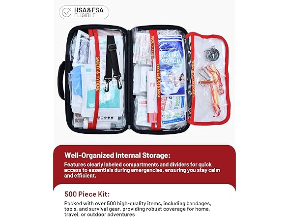 KAUGIC 500 Pcs Waterproof First Aid Kit