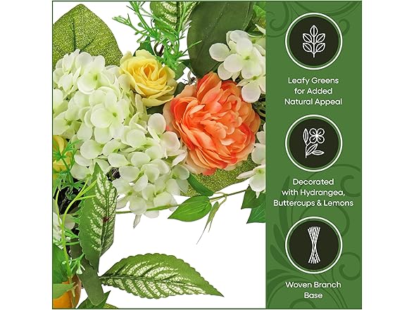 National Tree Company 24" Artificial Wreath with Lemons