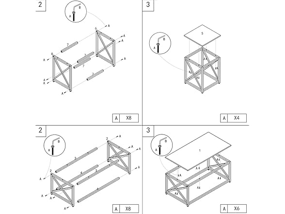 Coral Flower Modern 3 Piece Coffee Table Set