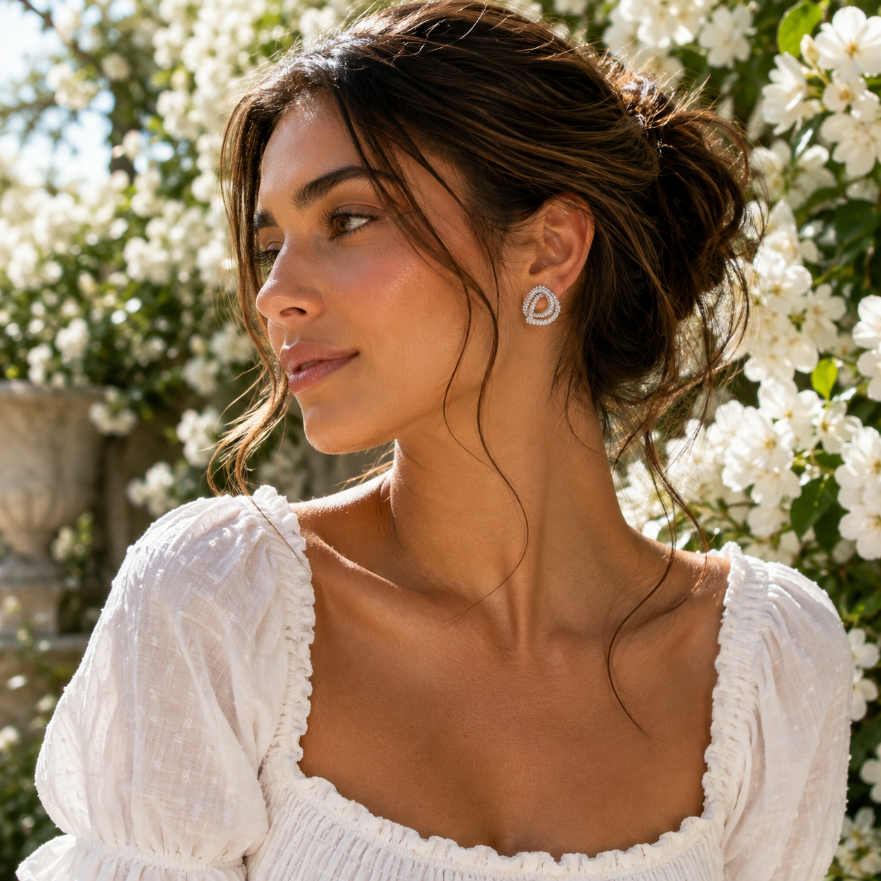 Silver Knot CZ Stud Earrings - Gallery 8