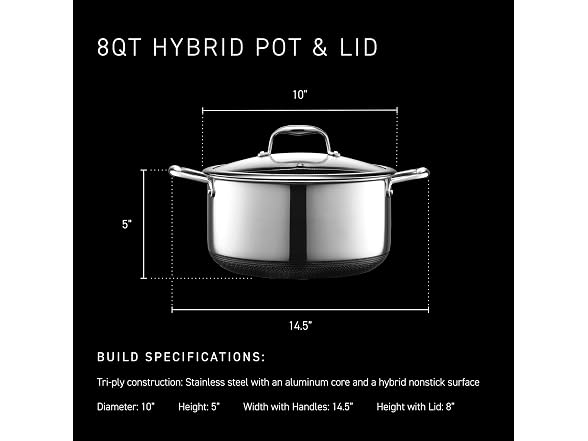 Hexclad 8QT Hybrid Stock Pot with Lid