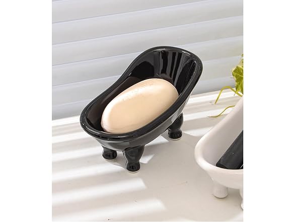 Ceramic Black Clawfoot Bathtub Bar Soap Dish