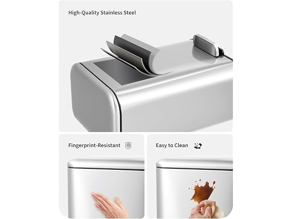 Takywep 50L 13 Gallon Stainless Steel Trash Can