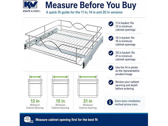 Knape & Vogt Single-Tier Wire Pull Out Storage Basket