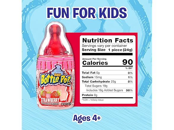 10Ct Baby Bottle Pop Blue Raspberry Lollipops